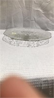 Etched glass cake platter