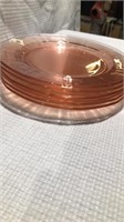Pink glassware -  6 plates and  divided dish