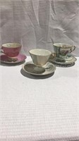 Set  Of 3 Teacups And Saucers