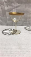 Set of 5 stemware glasses with gold trim