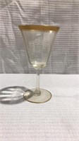 Set of 5 crystal glasses with gold trim