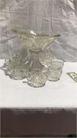 Glass punch bowl with Stand and 7 cups