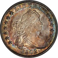 $1 1802/1 WIDE DATE. PCGS MS64 CAC