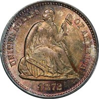 H10C 1872-S MINTMARK ABOVE BOW. PCGS MS67+ CAC