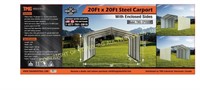 20FT X 20FT ALL-STEEL CARPORT WITH ENCLOSED SIDES