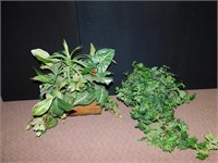2 ARTIFICAL PLANTS IN WOVEN BASKET