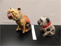 CHALK BULL DOGS W/ FLAKES ON PAINT