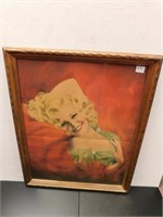 FRAMED PIN-UP GIRL PRINT 30 1/2" X 25" W, SEE
