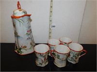 ORIENTAL TEA SET WITH 5 CUPS