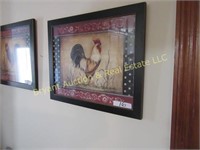 ROOSTER PRINTS, PAIR OF KIMBERLY POSTON
