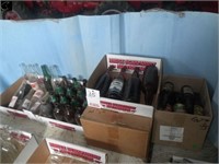5 boxes of misc beer bottles, rose beverages