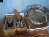 Chimney Top , 2 antique wood boxes w/ Tin ,