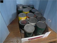 2 boxes of misc tin, quarts of oil, ** to include