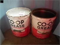 2 35lb Co-op grease pails, (tin) made by Consumers