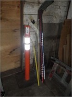 Qty of misc hockey sticks & safety marker