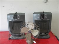 2 electric heaters and a fan