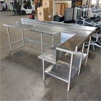 Large Stainless Steel L Shaped Prep Table