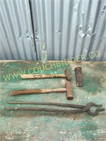 Blacksmith hammer and tongs