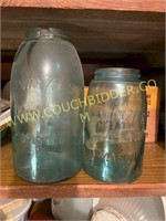 2 Swayzee fruit jars 1/2 gallon & Qt