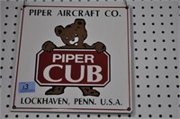 "PIPER AIRCRAFT CO. - PIPER CUB" PORCELAIN SIGN