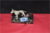 MARBLE PEN HOLDER WITH CAST IRON DOG
