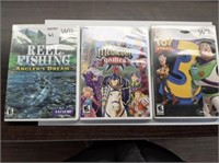 (3) WII GAMES - REEL FISHING, MEDIEVAL GAMES, TOY