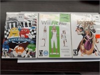 (3) WII GAMES - M&M'S KART RACING, WII FIT PLUS,