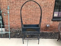 Early Blue Painted Wicker Plant Stand