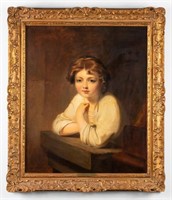 Thomas Sully Attr Portrait of a Girl Oil on Canvas
