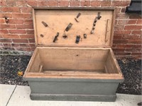 Large Painted Wooden Carpenter’s Tool Box