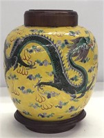 CHINESE JAR W/ DRAGON ON IMPERIAL YELLOW GROUND