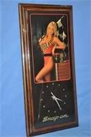 "Snap-On" wooden battery clock, 23" T x 11" W