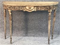 EARLY 19THC. PAINTED DEMI LUNE CONSOLE TABLE