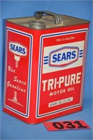 Vintage Sears "Tri-Pure" 2-gal tin container
