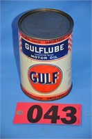 Early "Gulflube" 20 SAE 1-qt tin (no bottom)