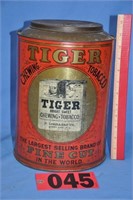 Vintage Tiger Tobacco 5 ¢ tin container
