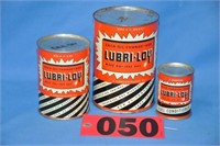 (3) Vintage unopened Lubri-Loy metal containers