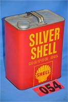 Vintage Shell "Silver" 2-gal metal oil container