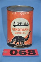 Early Sinclair opened Black Dinosaur 1-qt tin can