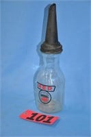 Imperial "Hep" glass oil bottle w/ Rhodes spout
