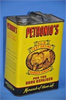 Vintage Petronio's Shoe Repairer 1-gal tin cont.