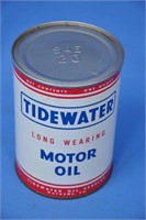 Vintage Tidewater Motor Oil 1-qt oil tin, relidded