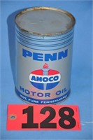 Vintage Amoco Penn 1-qt oil tin, opened