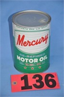 Vintage Mercury ribbed can 1-qt oil tin, relidded