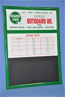 Vintage Quaker State tin mixing chart /chalkboard