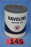Vintage unopened Texaco Havoline 1-gal tin cont.