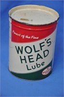 Vintage Wolfe's Head 5 lb wheel bearing grease tin