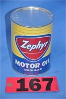 Vintage Zephyr Motor Oil 1-qt oil tin, relidded
