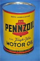 Vintage Pennzoil Tough-Film 1-qt oil tin, relidded