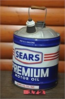 Vintage Sears Motor Oil 5-gal metal container